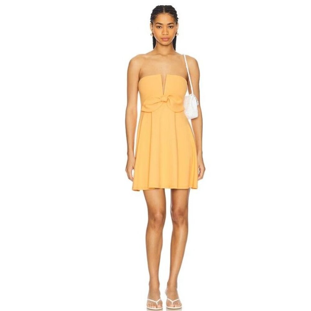 Revolve Susana Monaco Elegant Strapless Mustard Yellow Mini Dress NWOT Size Sm